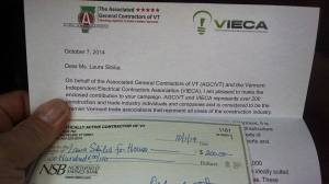 Thank you so much for the support general contractors and electrical contractors - my baby brother is also a heating and plumbing contractor!  I have pledged not to take any fund from special interests and PACS.  Though I'm sure you represent a lot of hardworking contractors in our district - unlike my opponent I have sworn off PAC money.   